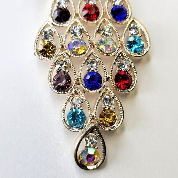 Colourful Peacock Long Pendant Necklace - Picture 4 of 8